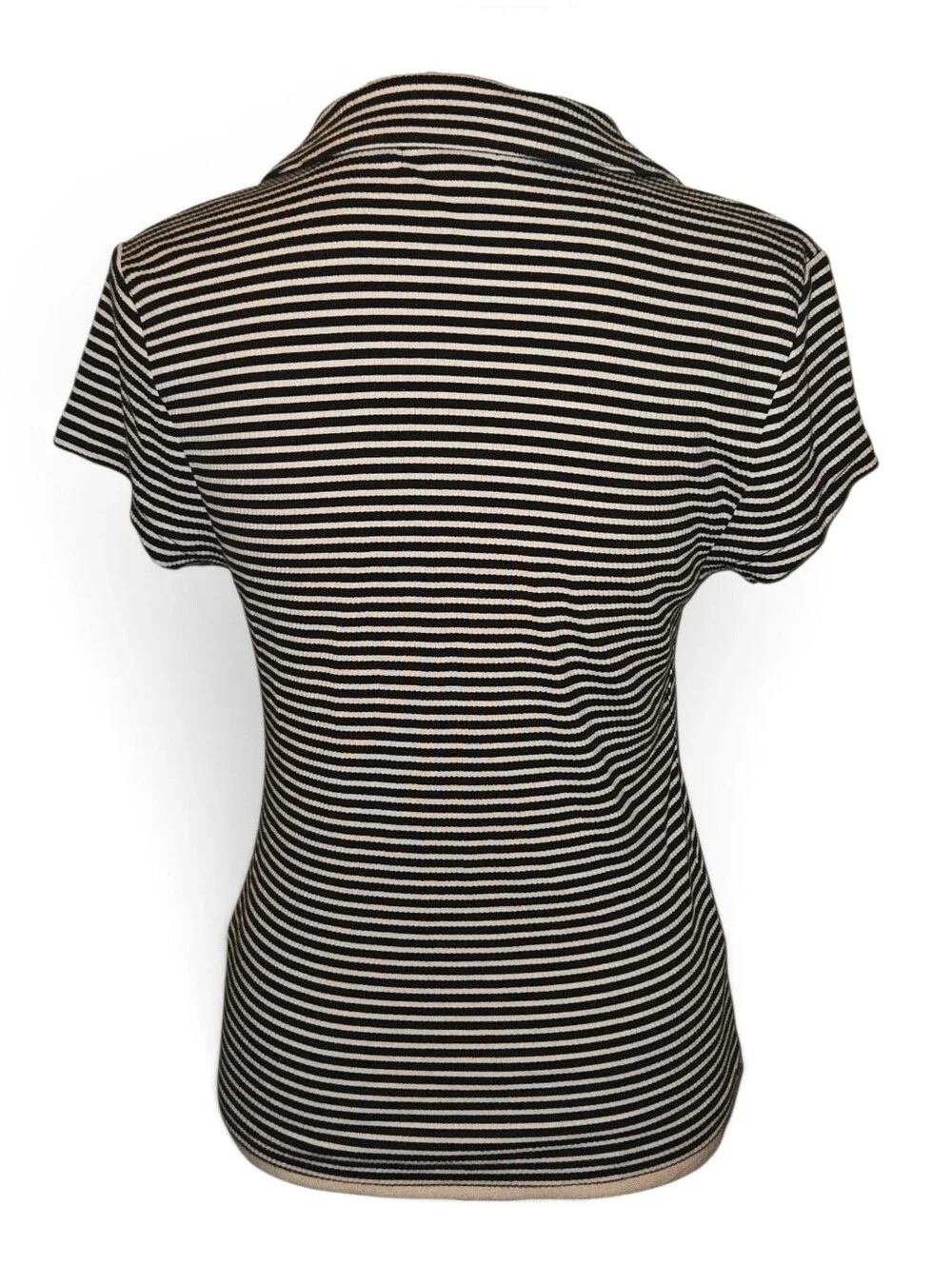 J.Crew Women's Short-Sleeve Henley Polo in Striped Vintage Rib. I